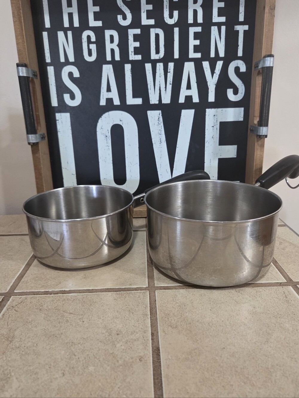 Set Of 2 Vintage Revere Ware Stainless Steel Saucepans 1 Quart 1.5 Quart